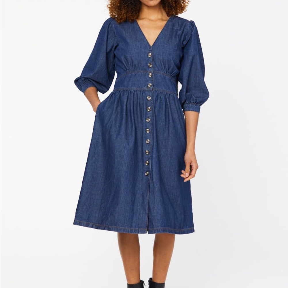 Joanie Clothing Reba Button-Through Denim Dress US 8